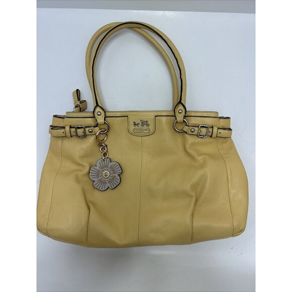 Coach Madison Kara Handbag Canary Yellow Leather M1220-22262 Keychain Bag Charm - Picture 1 of 16